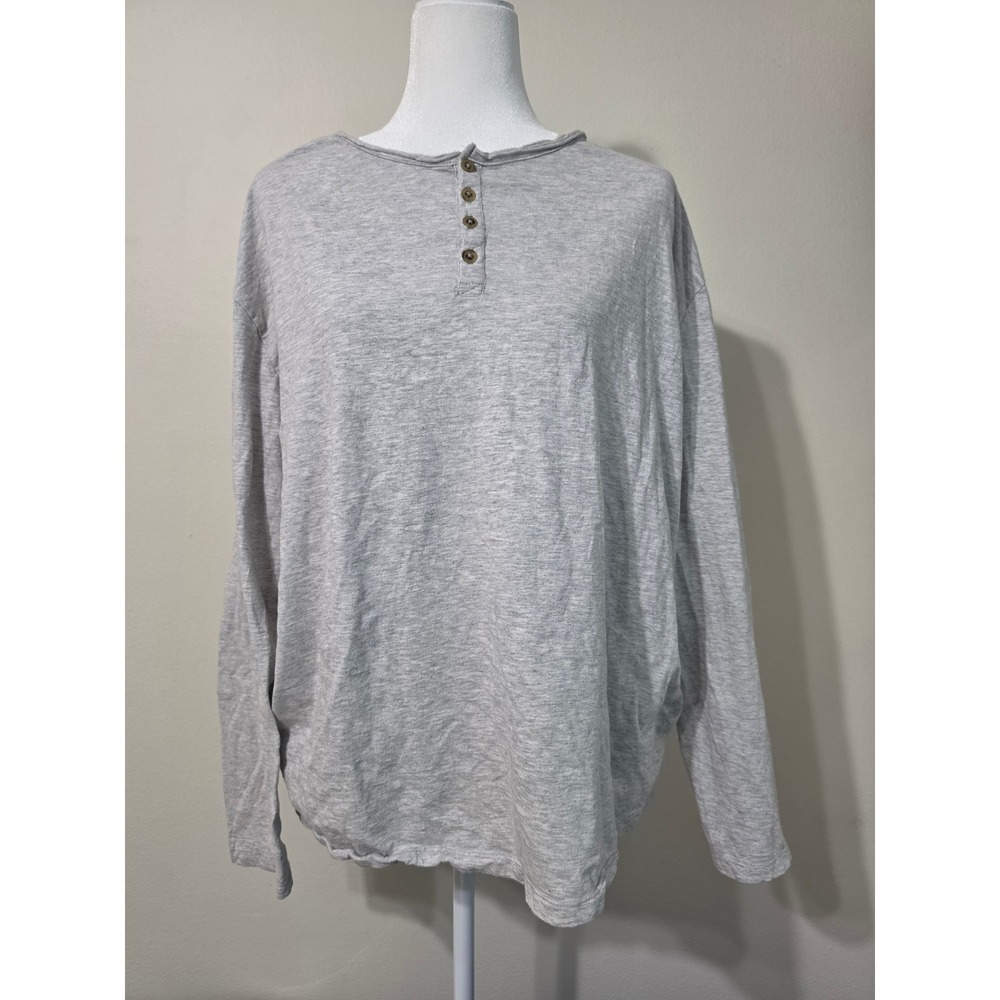 BDG Urban Outfitters Gray Heather Long Sleeve Henley Cotton Top Size M